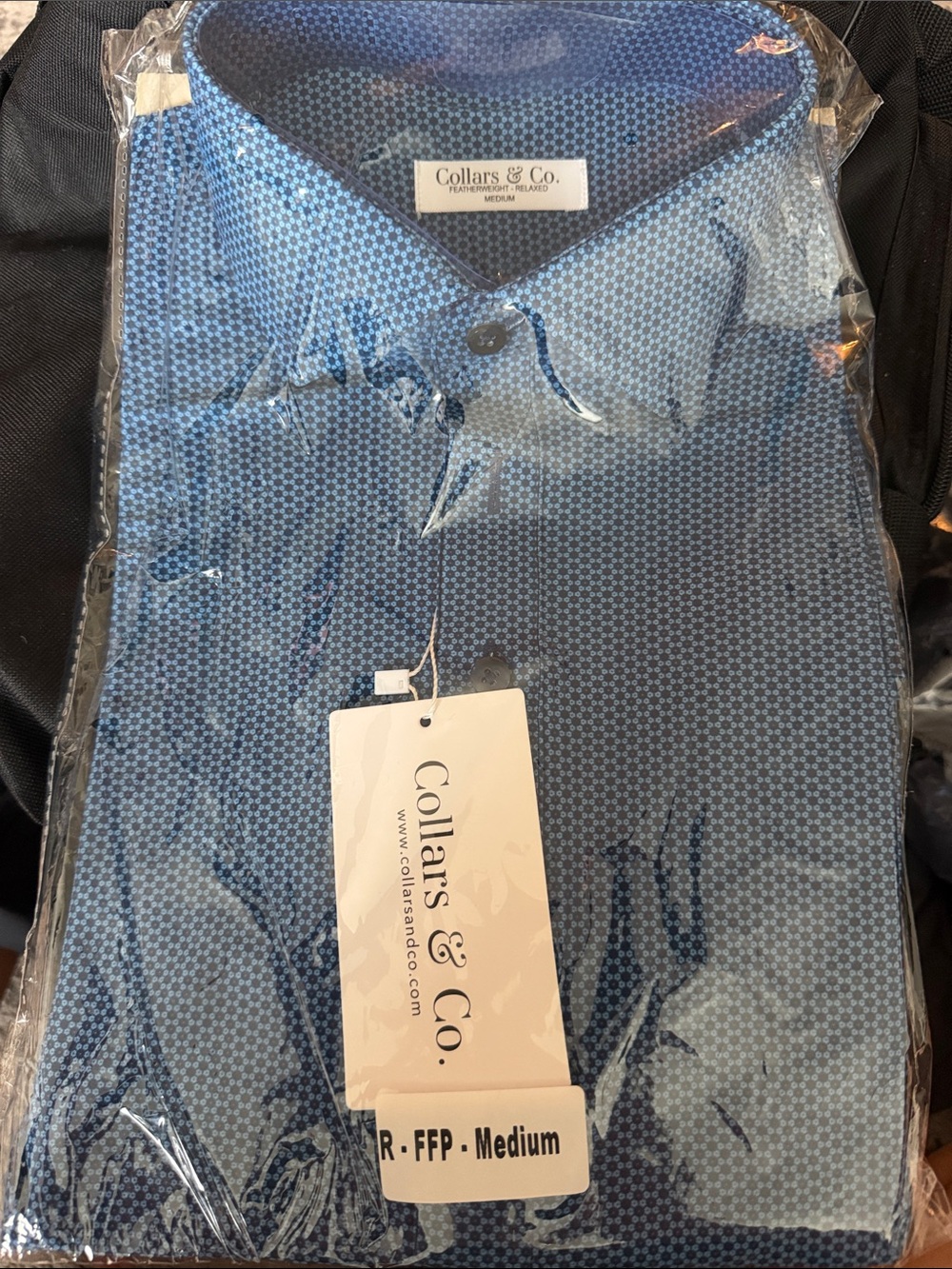 Collars & Co. Men's Medium Blue Micro-Pattern Dress Shirt